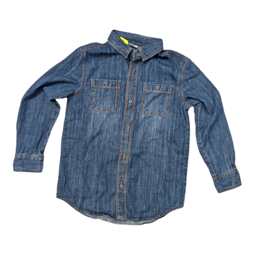 Crazy 8 Boys S 5-6 Button Up Blue Jean Shirt